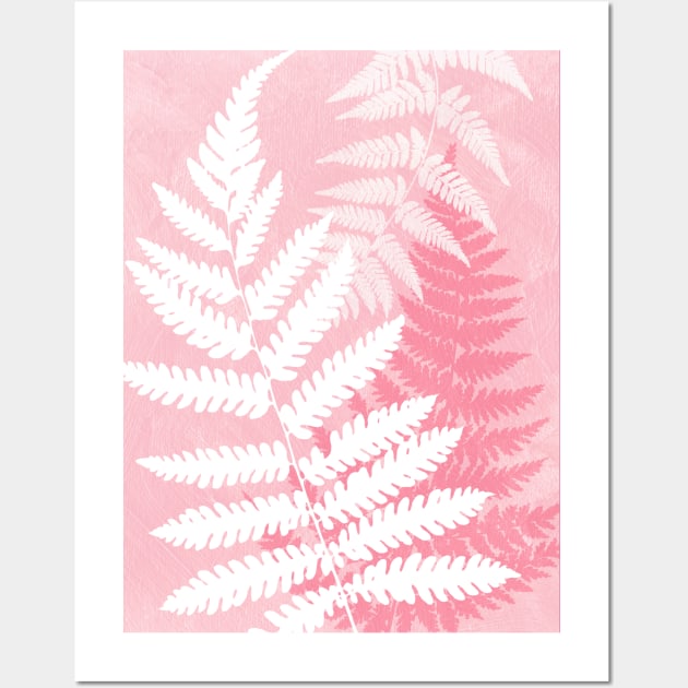 Pink Fern Leaves Nature Painting Pretty Design Wall Art by LittleBean